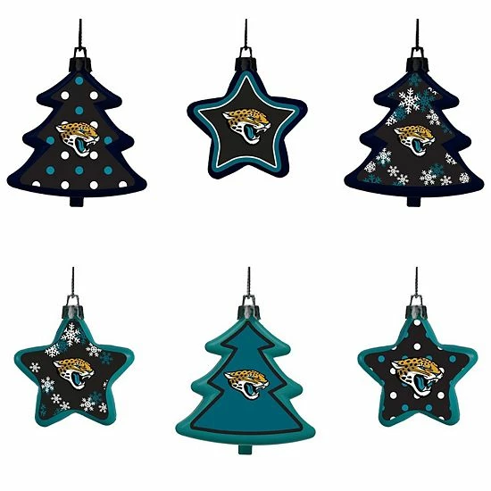 Wholesale 👏 Unbranded Jacksonville Jaguars Six-Pack Shatterproof Tree And Star Ornament Set 😉