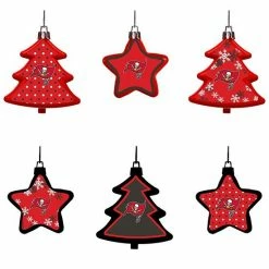 Hot Sale ✔️ Unbranded Tampa Bay Buccaneers Six-Pack Shatterproof Tree And Star Ornament Set 🌟