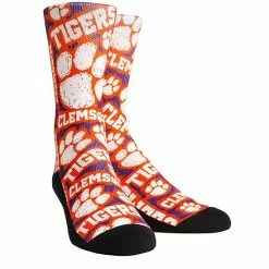 Hot Sale 🧨 Unbranded Youth Rock Em 🧦 Socks Clemson Tigers Logo Sketch Crew 🧦 Socks 🤩