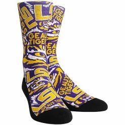 New 😍 Unbranded Youth Rock Em 🧦 Socks LSU Tigers Logo Sketch Crew 🧦 Socks ❤️