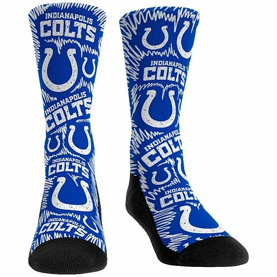 Buy ✨ Unbranded Youth Rock Em 🧦 Socks Indianapolis Colts Team Logo Sketch Crew 🧦 Socks 😀