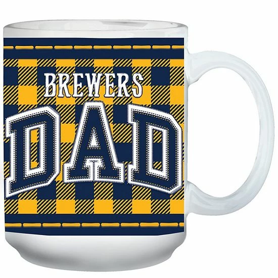 Hot Sale 🥰 Unbranded Milwaukee Brewers 15oz. Buffalo Plaid Father's Day Mug 🎉
