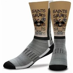Hot Sale ✨ Unbranded Youth For Bare Feet New Orleans Saints Mascot V-Curve Crew 🧦 Socks 👏