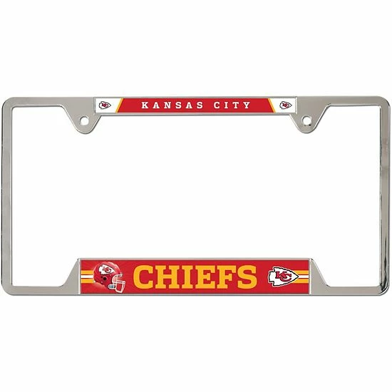New ๐ Unbranded WinCraft Kansas City Chiefs Chrome Plated Metal License Plate Frame ๐