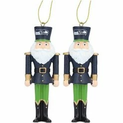 Promo 🥰 Unbranded Seattle Seahawks 2-Pack Santa Nutcracker Ornament Set ⭐