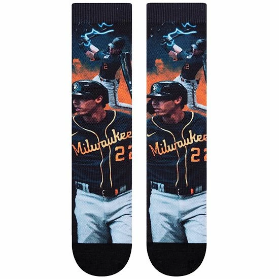 Best deal ๐ Unbranded Men's Christian Yelich Milwaukee Brewers Voltage Player Crew ๐งฆ Socks ๐ฏ - Image 3