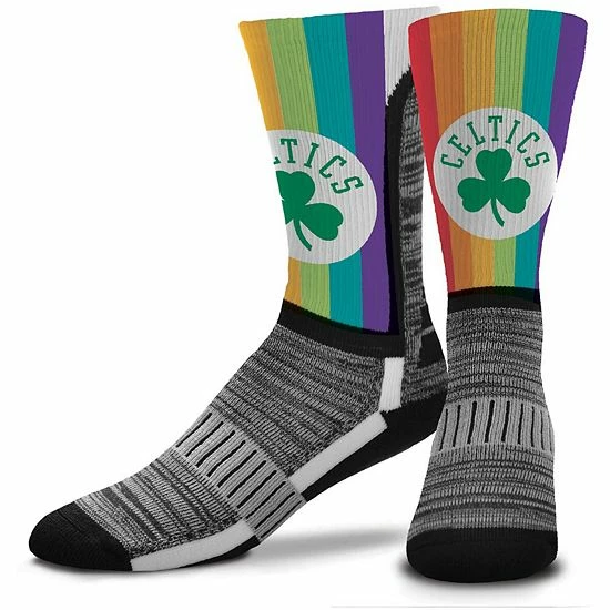 Outlet โ๏ธ Unbranded Men's For Bare Feet Boston Celtics V-Curve Rainbow Crew ๐งฆ Socks ๐