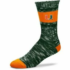 Wholesale 👏 Unbranded 👩 Women's For Bare Feet Miami Hurricanes Alpine Stripes Crew 🧦 Socks 😀