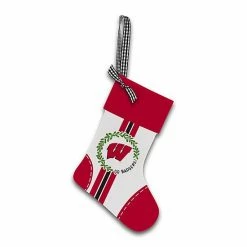 Brand new 💯 Unbranded Wisconsin Badgers Wood Stocking Ornament 👍