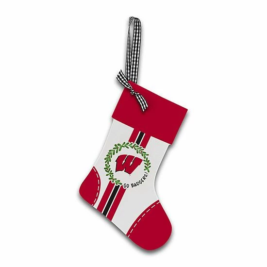 Brand new 💯 Unbranded Wisconsin Badgers Wood Stocking Ornament 👍