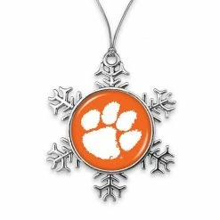 Cheap 🌟 Unbranded Clemson Tigers Snowflake Metal Ornament ⌛