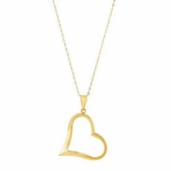 Cheapest ✔️ Unbranded 10k Gold Slanted Open Heart Pendant Necklace ❤️