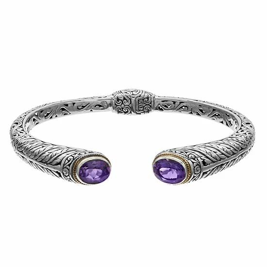 Discount ๐ Unbranded Sterling Silver Amethyst Bali Bangle Bracelet ๐