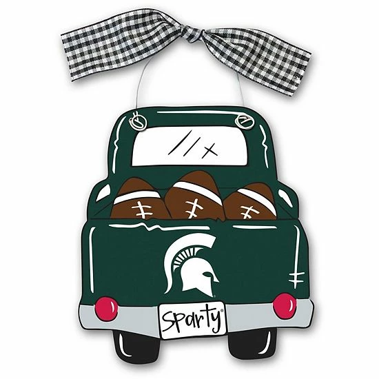 Budget 🎉 Unbranded Michigan State Spartans Wood Truck Ornament 🔥