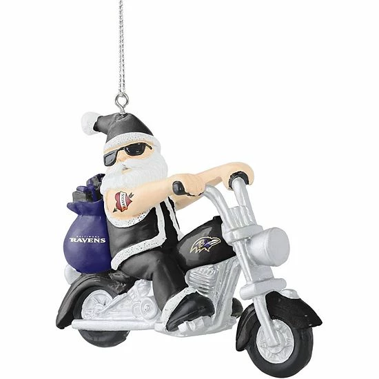 Promo ๐ Unbranded FOCO Baltimore Ravens Santa On A Motorcycle Ornament ๐