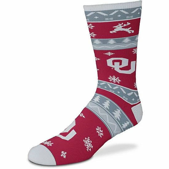 Cheapest 🛒 Unbranded For Bare Feet Oklahoma Sooners Holiday Pattern Crew 🧦 Socks ✔️ - Image 2