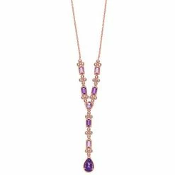 Cheapest ✨ Unbranded 14k Rose Gold Over Silver Amethyst & Lab-Created White Sapphire Linear Necklace 🎁