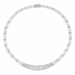 Promo ✨ Unbranded Sterling Silver 1/4 Carat T.W. Diamond Greek Key Necklace 🥰