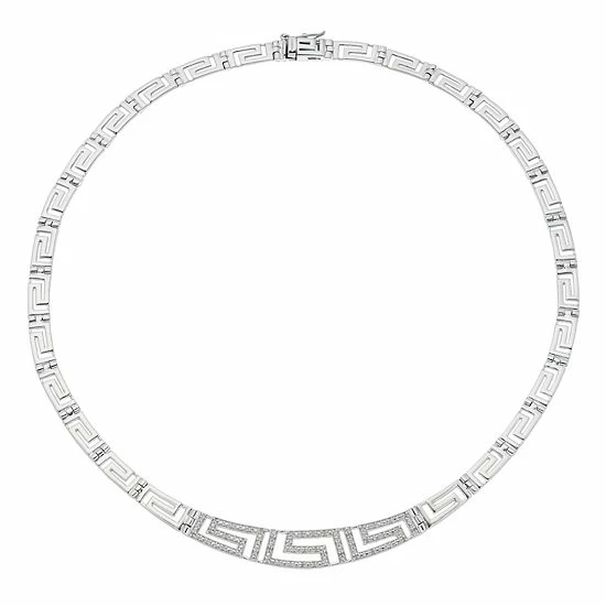 Promo โจ Unbranded Sterling Silver 1/4 Carat T.W. Diamond Greek Key Necklace ๐ฅฐ