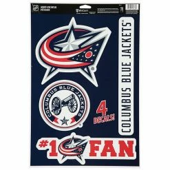 Hot Sale 💯 Unbranded WinCraft Columbus Blue Jackets #1 Fan 11" X 17" Multi-Use Decal Sheet ✔️