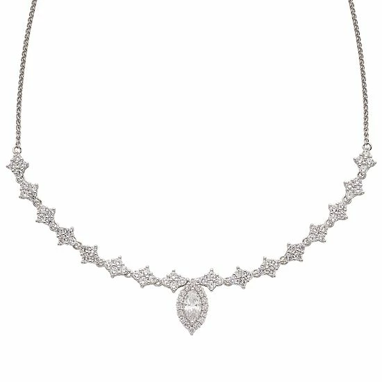 Cheap 🧨 Unbranded Sterling Silver Lab-Created White Sapphire Adjustable Necklace ✨