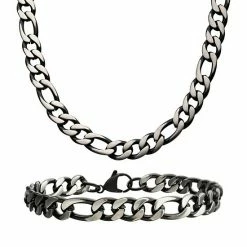 Best reviews of 😀 Unbranded Men's Stainless Steel Figaro Chain Necklace & Bracelet Set 🤩