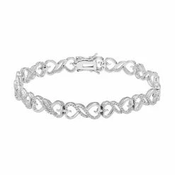 Best deal 🎁 Unbranded Sterling Silver Diamond Accent Infinity Heart Bracelet 🌟