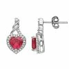 Hot Sale 👍 Unbranded Sterling Silver Heart-Shaped Lab-Created Ruby & Lab-Created White Sapphire Stud Earrings ✔️
