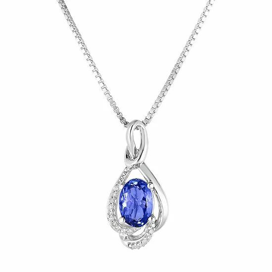 Wholesale โ๏ธ Unbranded Sterling Silver Tanzanite & Diamond Accent Pendant Necklace ๐