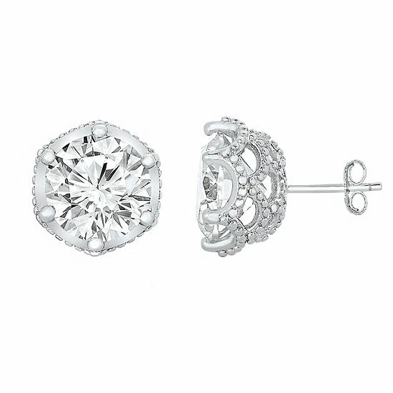 Deals 🔔 Unbranded Sterling Silver Cubic Zirconia Round Stud Earrings 🌟