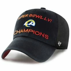 Deals ❤️ Unbranded Men's '47 Black Los Angeles Rams Super Bowl LVI Champions Scene Trucker Clean Up Adjustable Hat 🎁