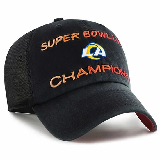 Deals ❤️ Unbranded Men's '47 Black Los Angeles Rams Super Bowl LVI Champions Scene Trucker Clean Up Adjustable Hat 🎁 - Image 3
