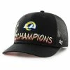 Best Sale 😍 Unbranded Men's '47 Black Los Angeles Rams Super Bowl LVI Champions Sunset Trucker Adjustable Hat 😉