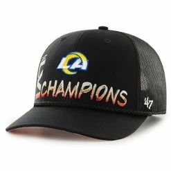 Best Sale 😍 Unbranded Men's '47 Black Los Angeles Rams Super Bowl LVI Champions Sunset Trucker Adjustable Hat 😉