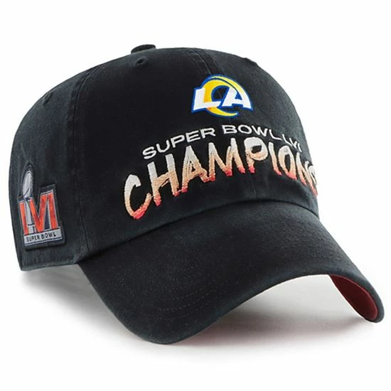 Budget โ๏ธ Unbranded Men's '47 Black Los Angeles Rams Super Bowl LVI Champions Sunset Clean Up Adjustable Hat ๐