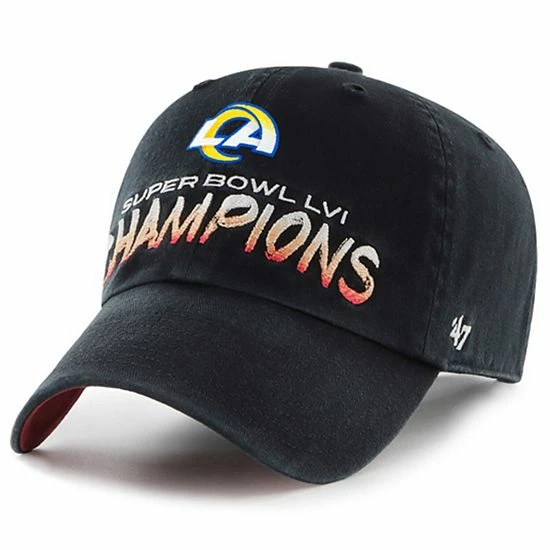 Budget โ๏ธ Unbranded Men's '47 Black Los Angeles Rams Super Bowl LVI Champions Sunset Clean Up Adjustable Hat ๐ - Image 3