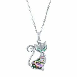 Outlet ⭐ Unbranded Sterling Silver Abalone Cat Necklace 🌟