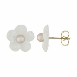 Wholesale 🎁 Unbranded 👩 Mother-of-Pearl Floral Stud Earrings 🛒