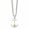 Buy 🎁 Unbranded Men's Stainless Steel 14k Gold Diamond Accent Anchor Mariner Cross Necklace ⌛