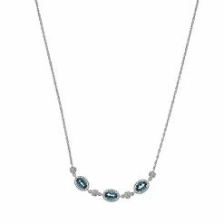 Top 10 🧨 Unbranded Sterling Silver London Blue Topaz & Lab-Created White Sapphire Necklace 🌟