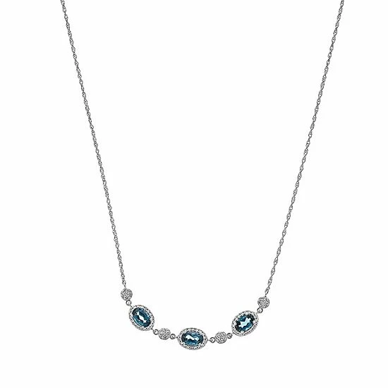 Top 10 ๐งจ Unbranded Sterling Silver London Blue Topaz & Lab-Created White Sapphire Necklace ๐