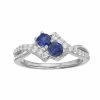 Coupon 😉 Unbranded Sterling Silver Lab-Created Blue & White Sapphire 2-Stone Ring 😀