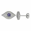 Discount 💯 Unbranded Sterling Silver Lab-Created Blue & White Sapphire Evil Eye Stud Earrings 💯