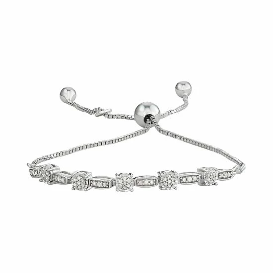 Discount 👍 Unbranded Sterling Silver 1/5 Carat T.W. Diamond Bolo Bracelet ✨ - Image 2