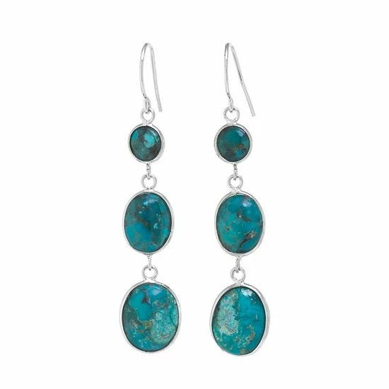 Best deal 👏 Unbranded Sterling Silver Enhanced Turquoise Triple Drop Earrings ⌛