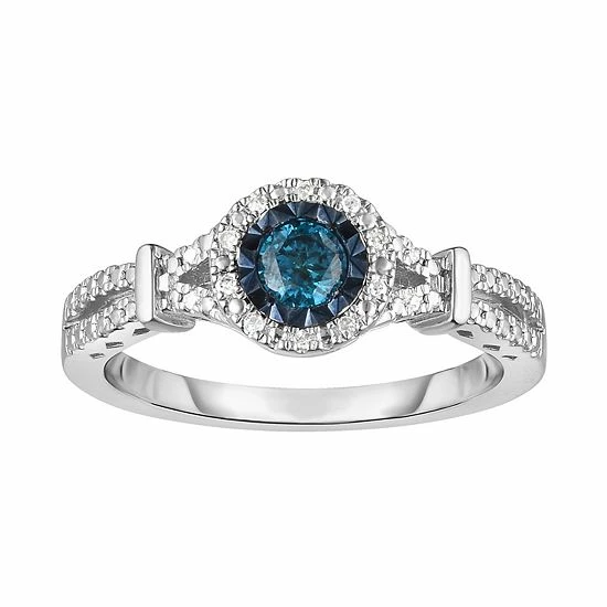 Outlet ๐งจ Unbranded Sterling Silver 1/4 Carat T.W. Colored Diamond Halo Ring Champagne ๐