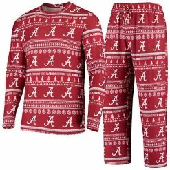 Best Sale ✨ Unbranded Men's Concepts Sport Crimson Alabama Crimson Tide Ugly Sweater Knit Long Sleeve Top And Pant Set 🔥