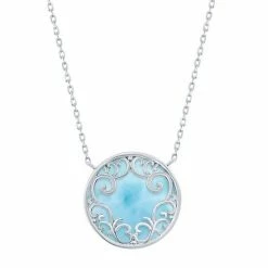 Best Pirce ❤️ Unbranded Sterling Silver Larimar Filigree Necklace 🔔