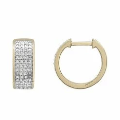 Wholesale 🛒 Unbranded Gold Over Silver 1/4 Carat T.W. Diamond Multi-Row Hoop Earrings 🤩