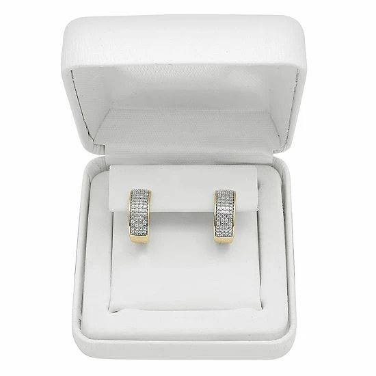 Wholesale ๐ Unbranded Gold Over Silver 1/4 Carat T.W. Diamond Multi-Row Hoop Earrings ๐คฉ - Image 3